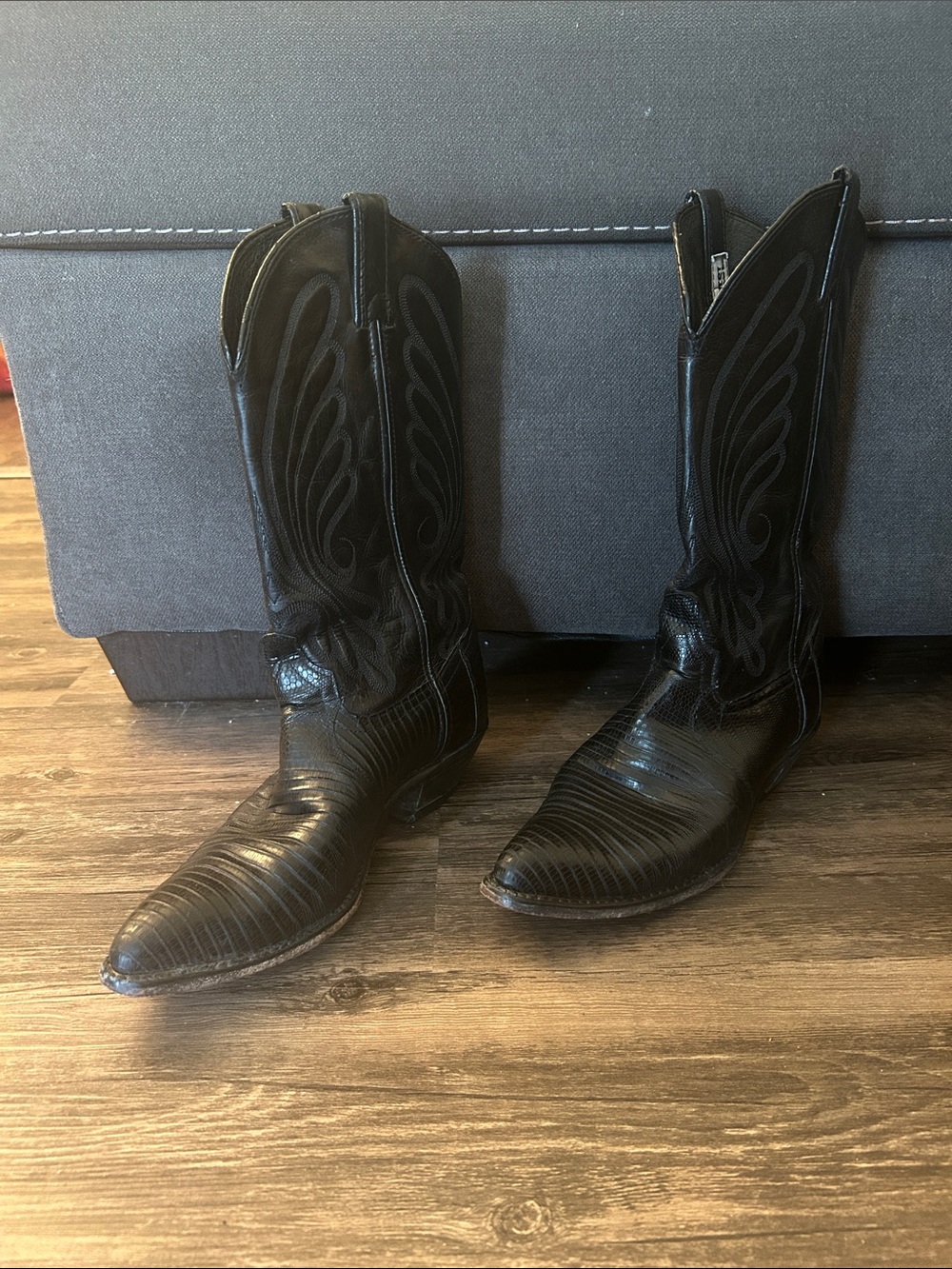 Vintage Code West All-Leather Lizard Western Cowboy Boots, 8 size